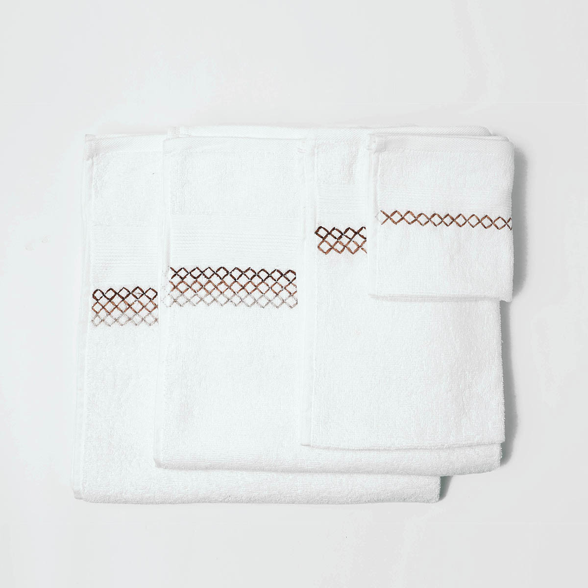 Embroidered white organic cotton Bath towels, sizes available