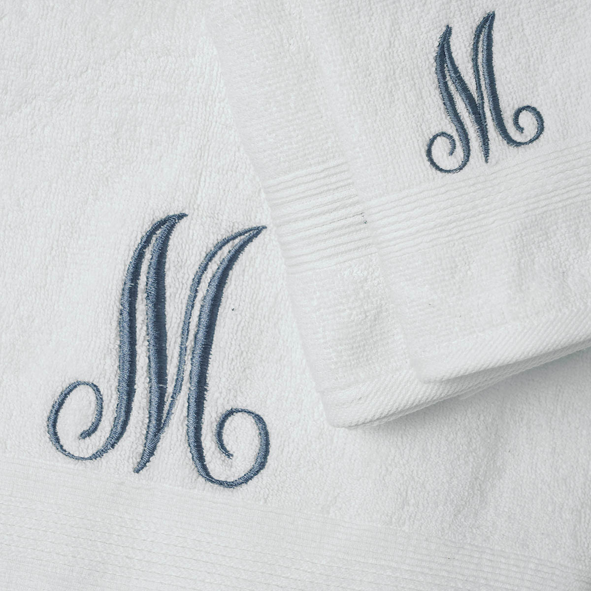 Monogrammed white organic cotton Bath towels, sizes available