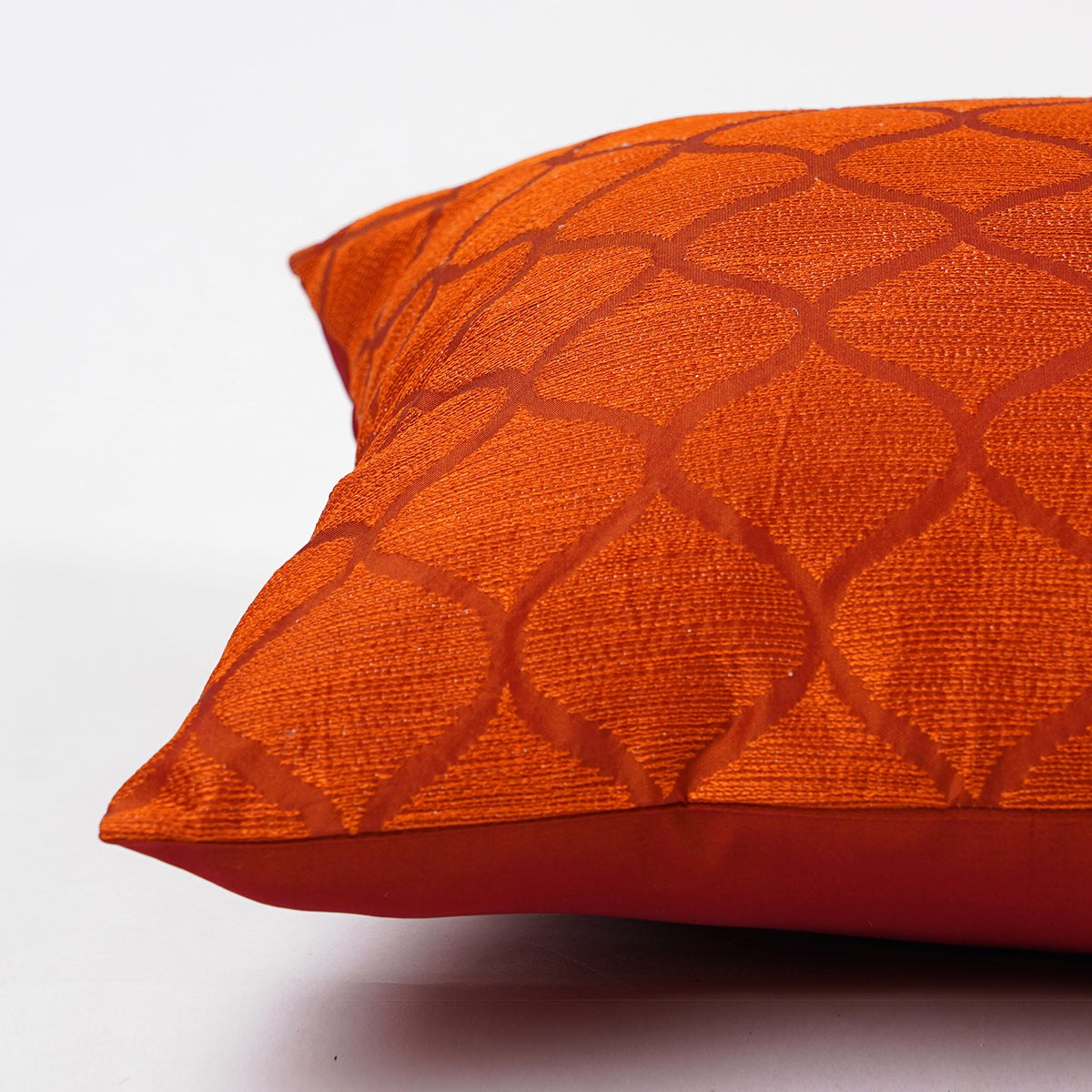 Shadow - Rust ogee pattern embroidered pillow cover, Polytafetta pillow cover, sizes available
