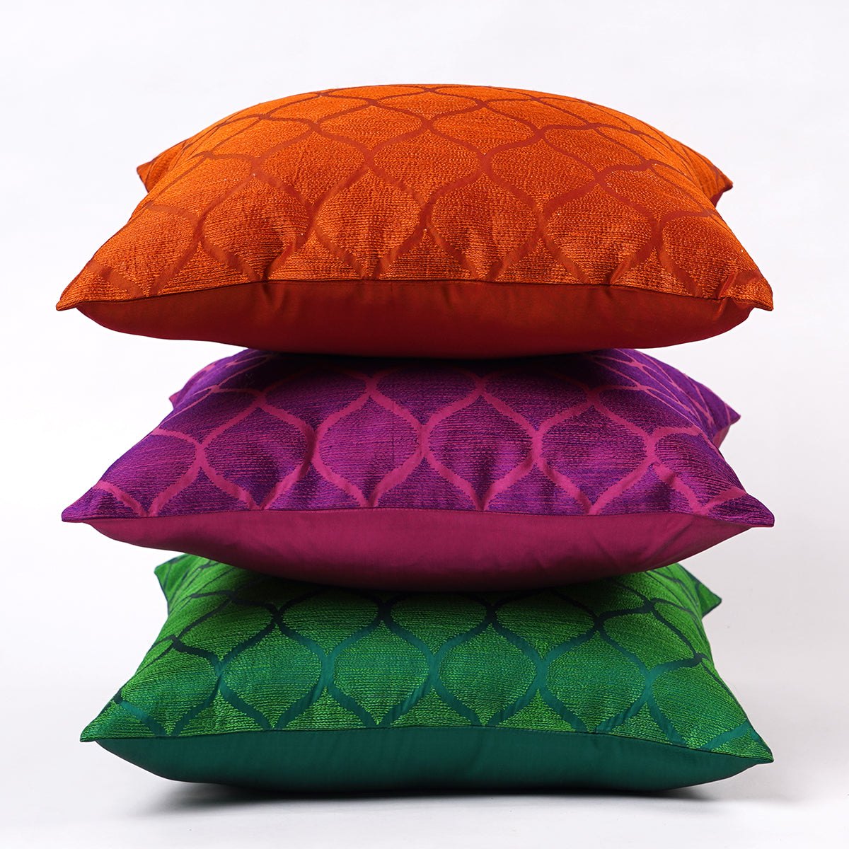 Shadow - Green ogee pattern embroidered pillow cover, Polytafetta pillow cover, sizes available