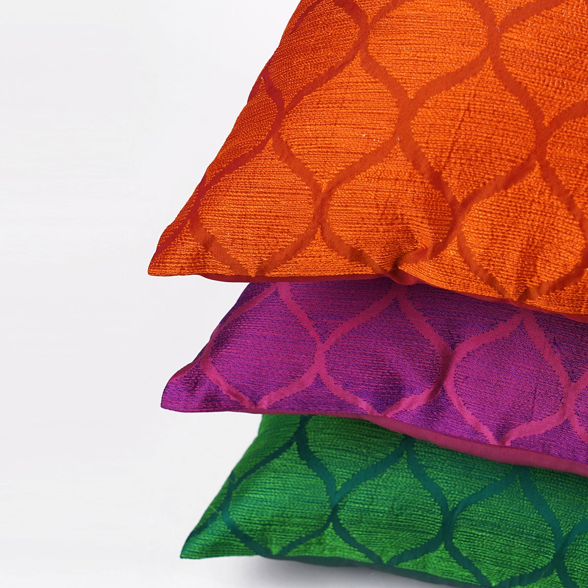 Shadow - Rust ogee pattern embroidered pillow cover, Polytafetta pillow cover, sizes available