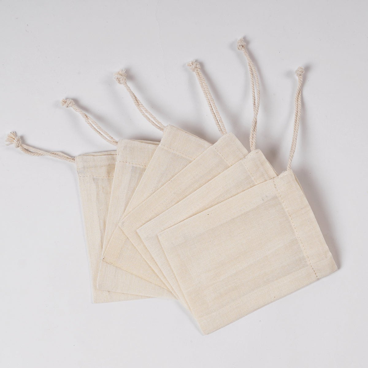 3"X 4" Pure Cotton Spice Pouch, Biodegradable and Reusable Premium Quality Muslin Drawstring Bag