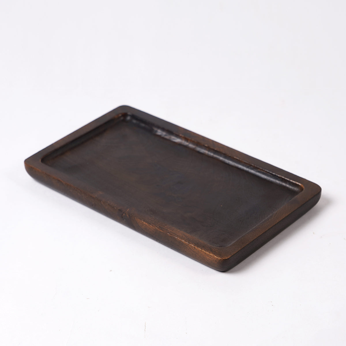 Wooden tray, dark brown, round edged rustic serving tray, farmhouse decor, 6X10 inches