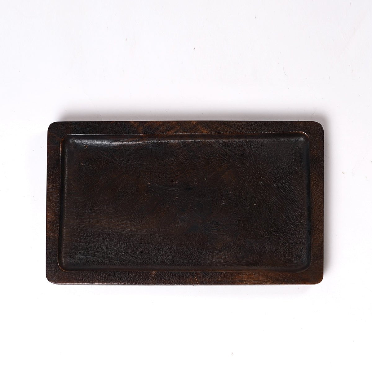 Wooden tray, dark brown, round edged rustic serving tray, farmhouse decor, 6X10 inches