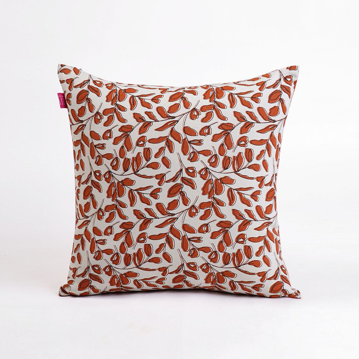MODERN RETRO - Terracotta reversible cotton throw pillow cover, leaf print, sizes available.