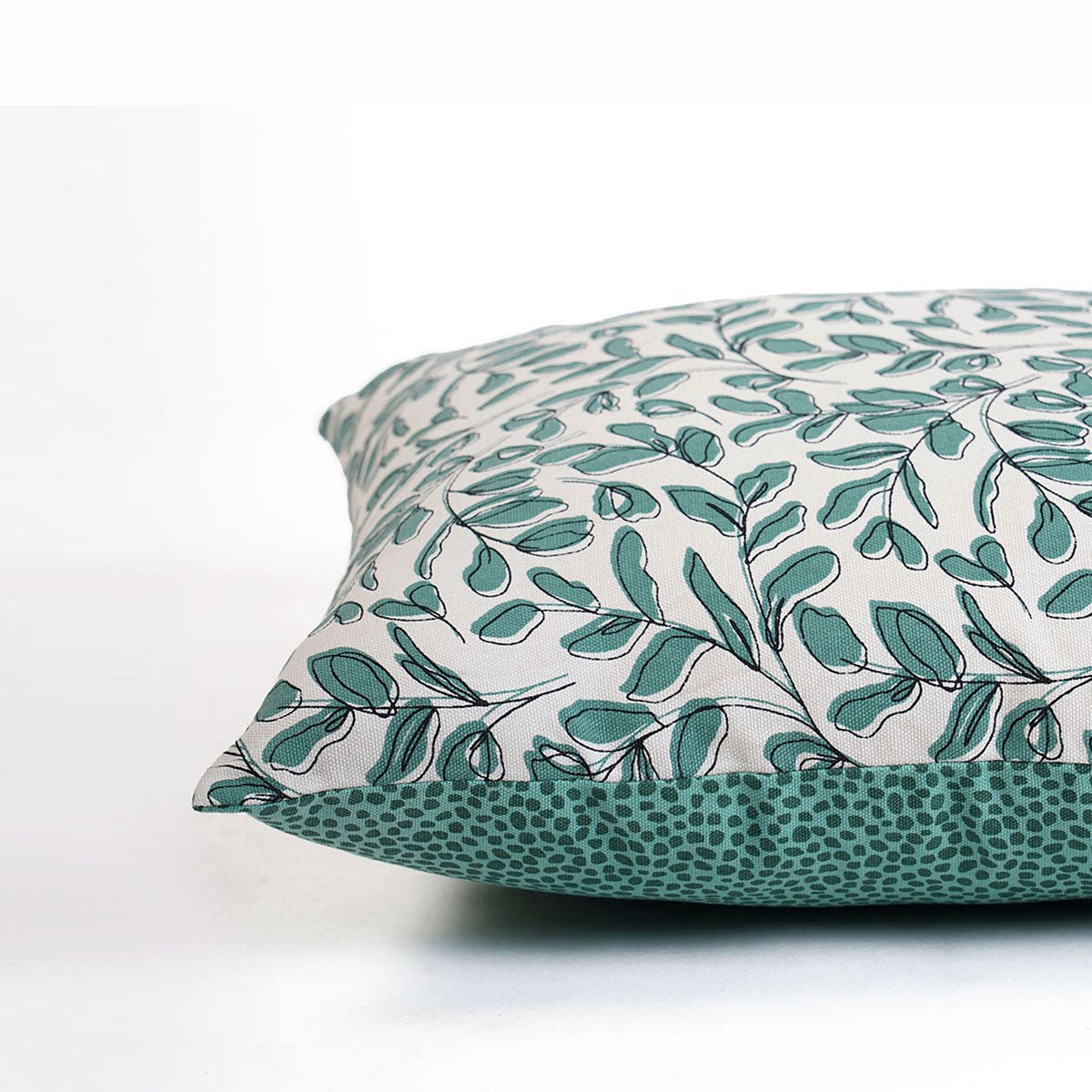 MODERN RETRO - Aqua Green reversible cotton throw pillow cover, leaf print, sizes available