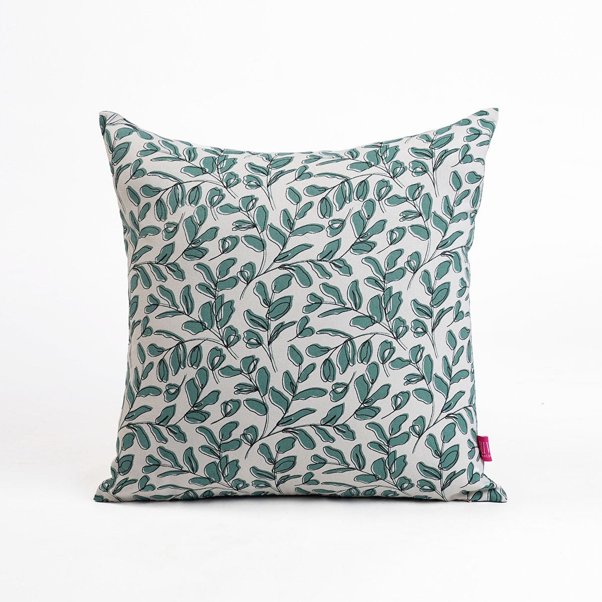 MODERN RETRO - Aqua Green reversible cotton throw pillow cover, leaf print, sizes available