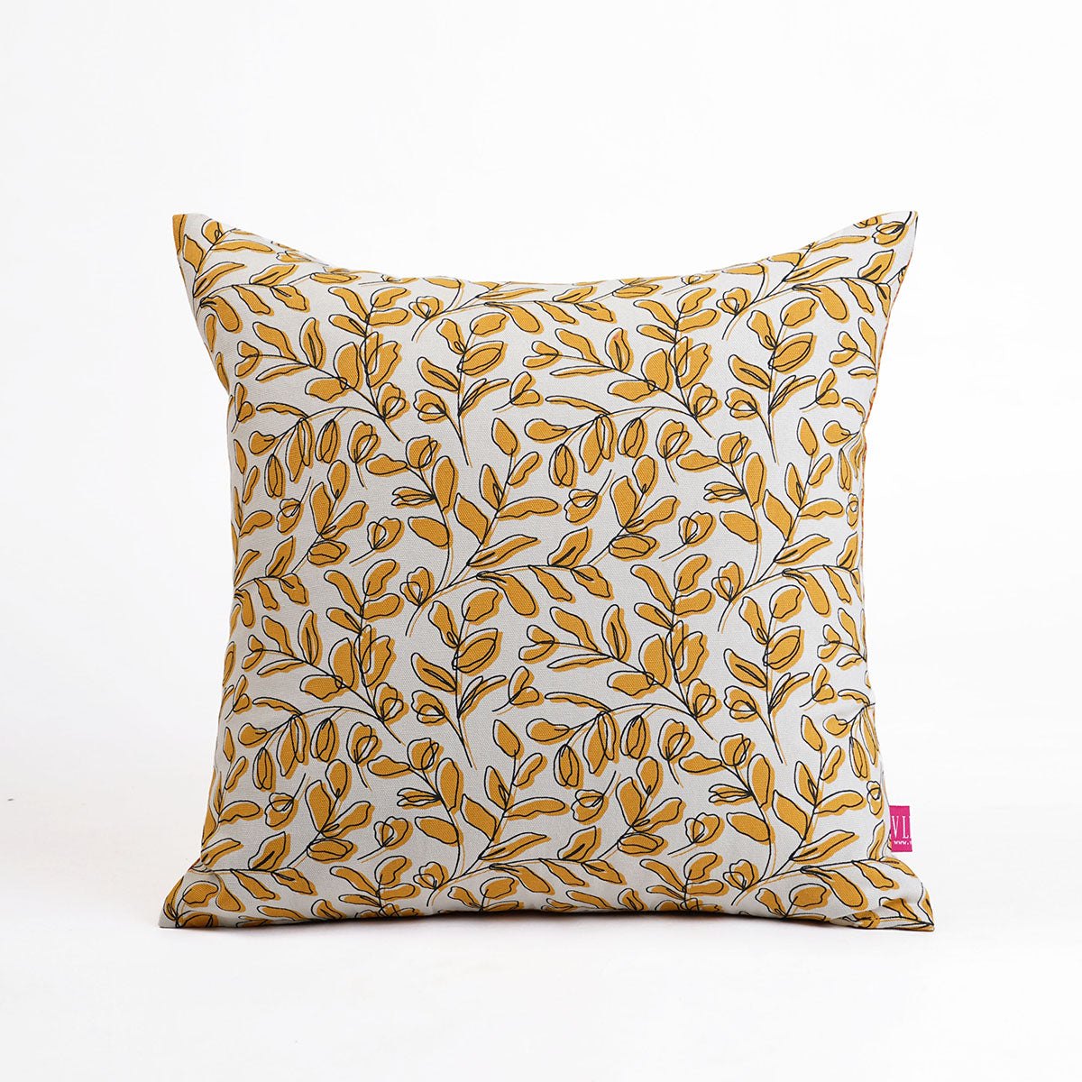 MODERN RETRO - Mustard Yellow reversible cotton throw pillow cover, leaf print, sizes available