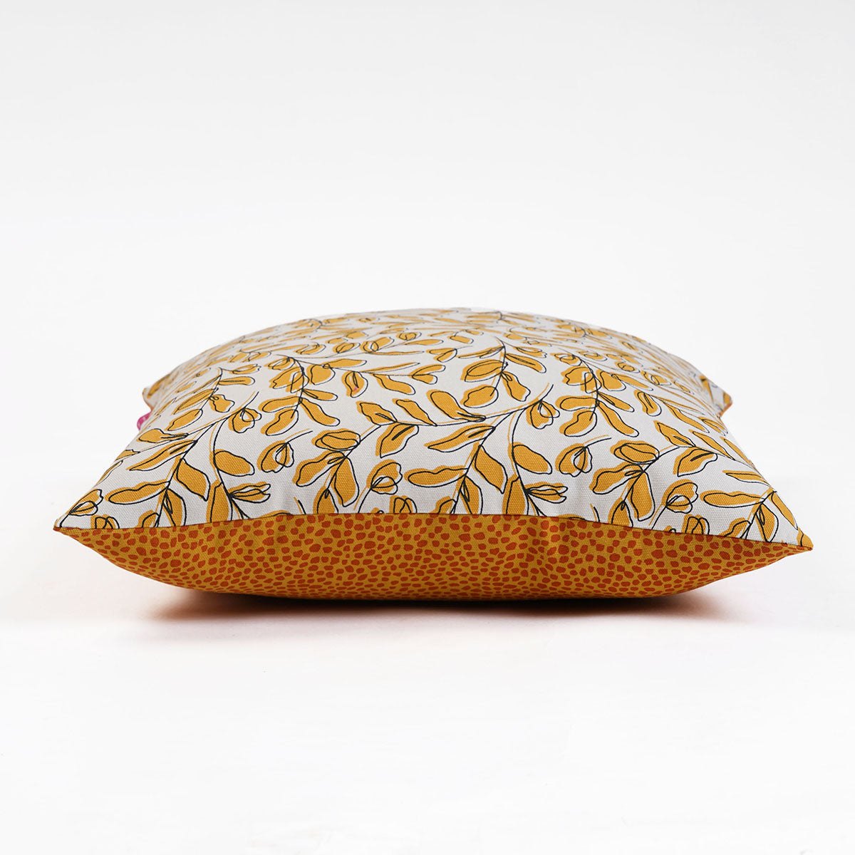 MODERN RETRO - Mustard Yellow reversible cotton throw pillow cover, leaf print, sizes available