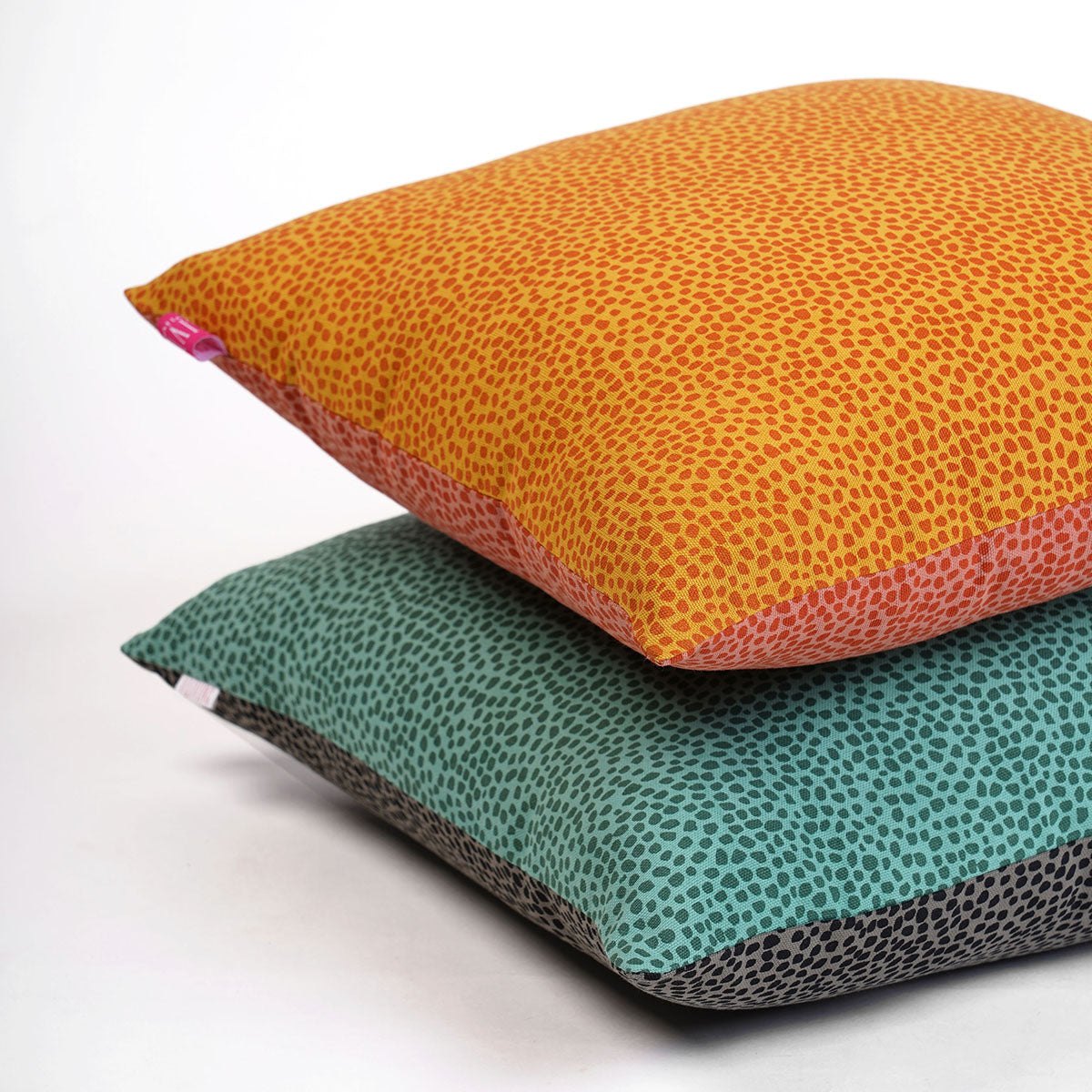 MODERN RETRO - Aqua green & charcoal grey reversible throw pillow cover, dot print, cotton pillow, sizes available.
