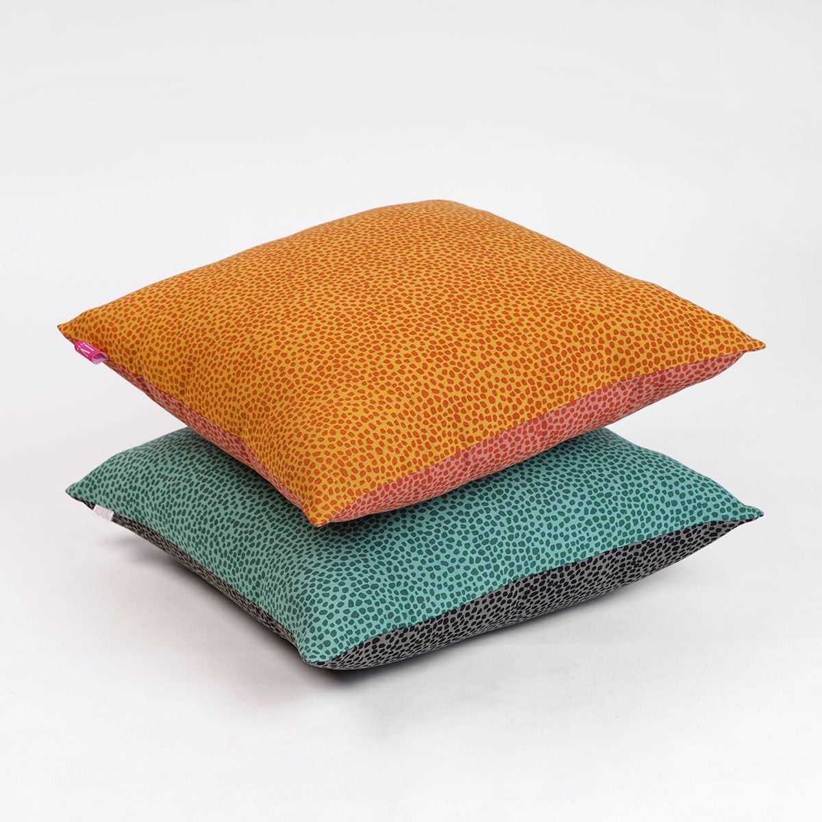 MODERN RETRO - Aqua green & charcoal grey reversible throw pillow cover, dot print, cotton pillow, sizes available.
