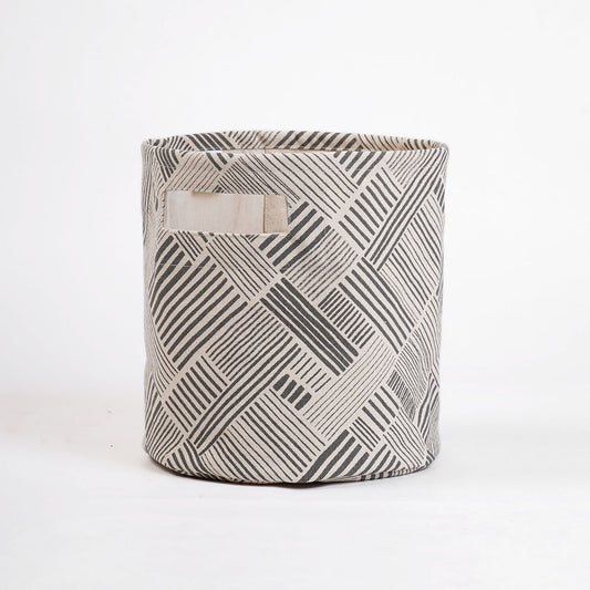 MODERN RETRO - Canvas basket, grey stipe print, storage basket, fabric bin, sizes available