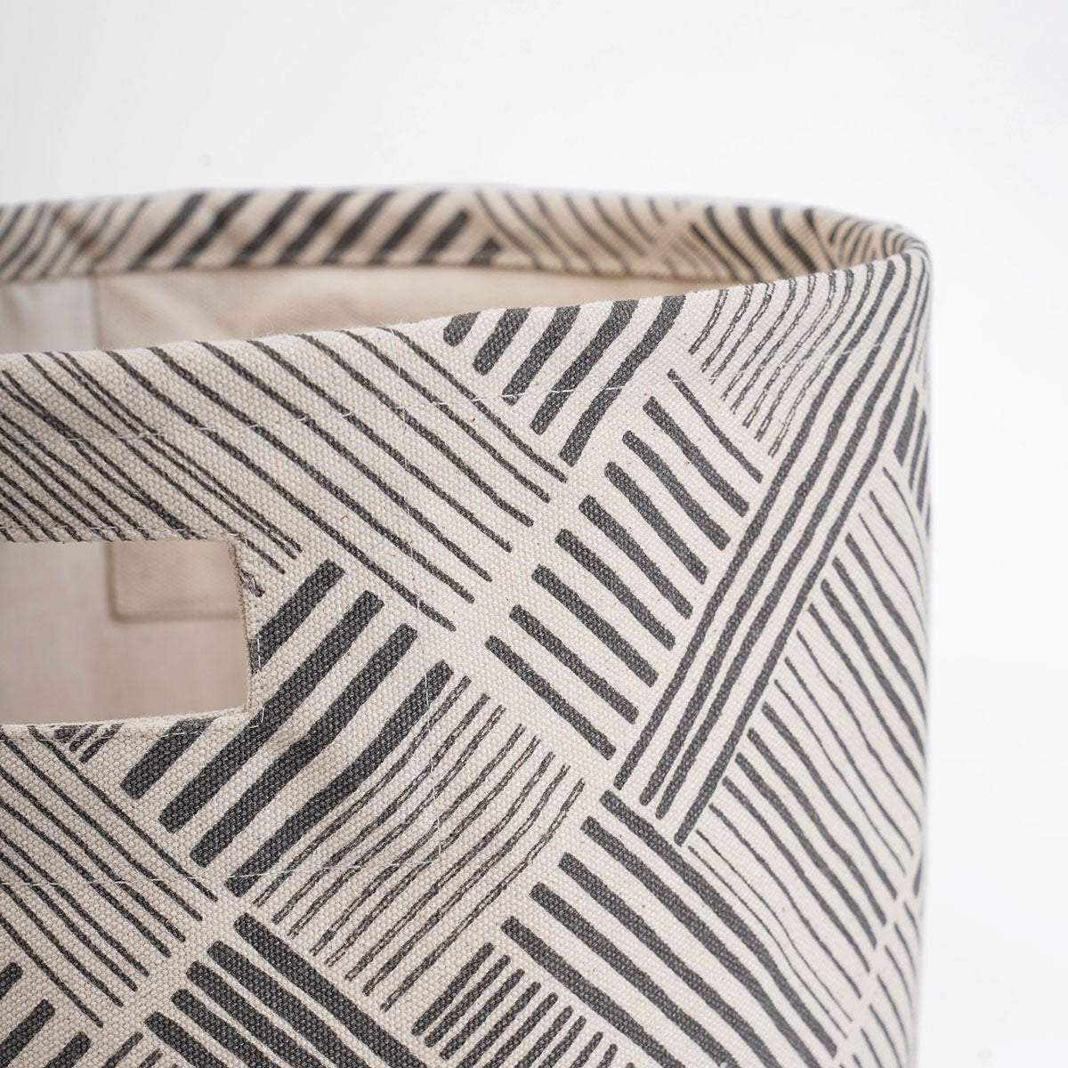 MODERN RETRO - Canvas basket, grey stipe print, storage basket, fabric bin, sizes available