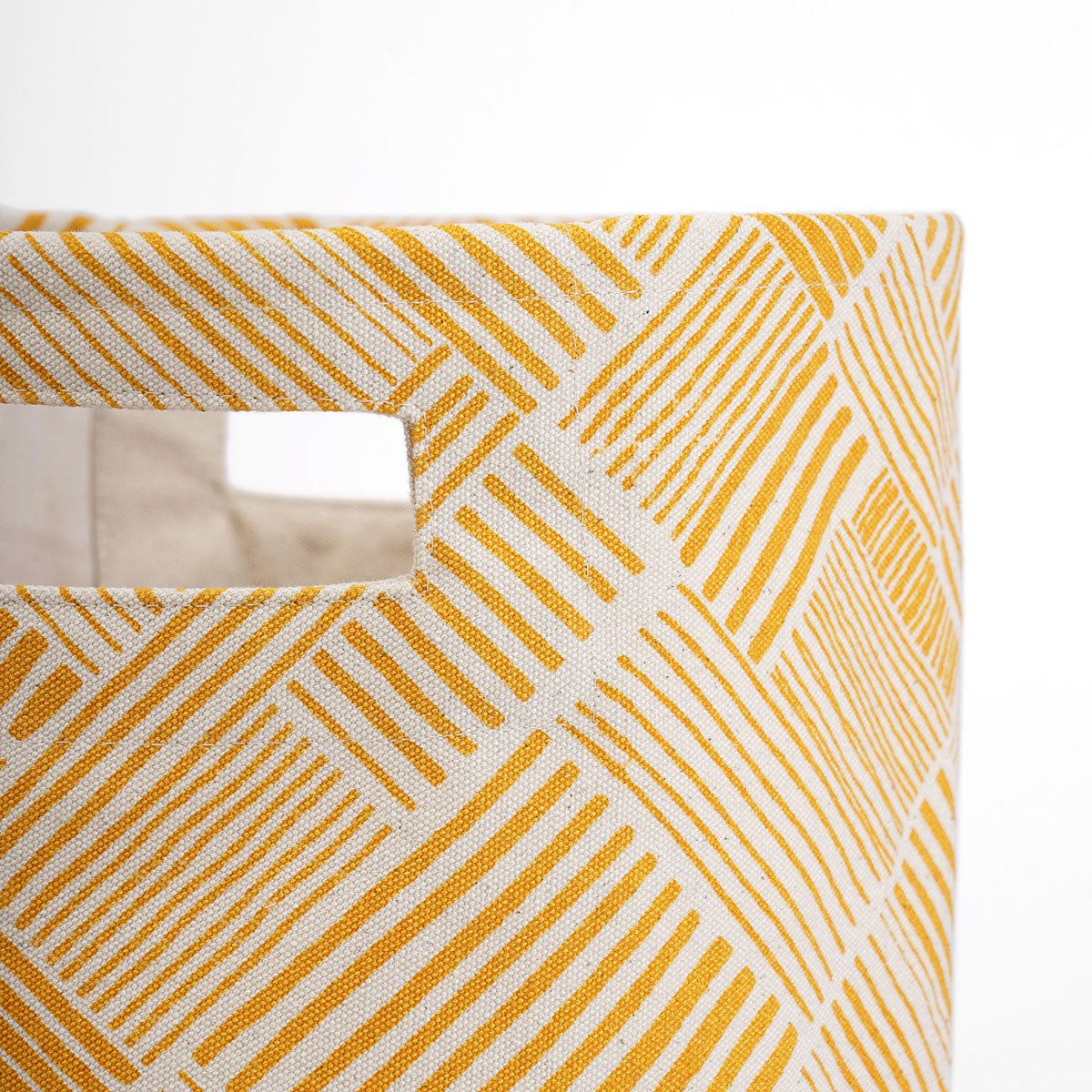 MODERN RETRO - Canvas basket, mustard yellow stipe print, storage basket, fabric bin, sizes available
