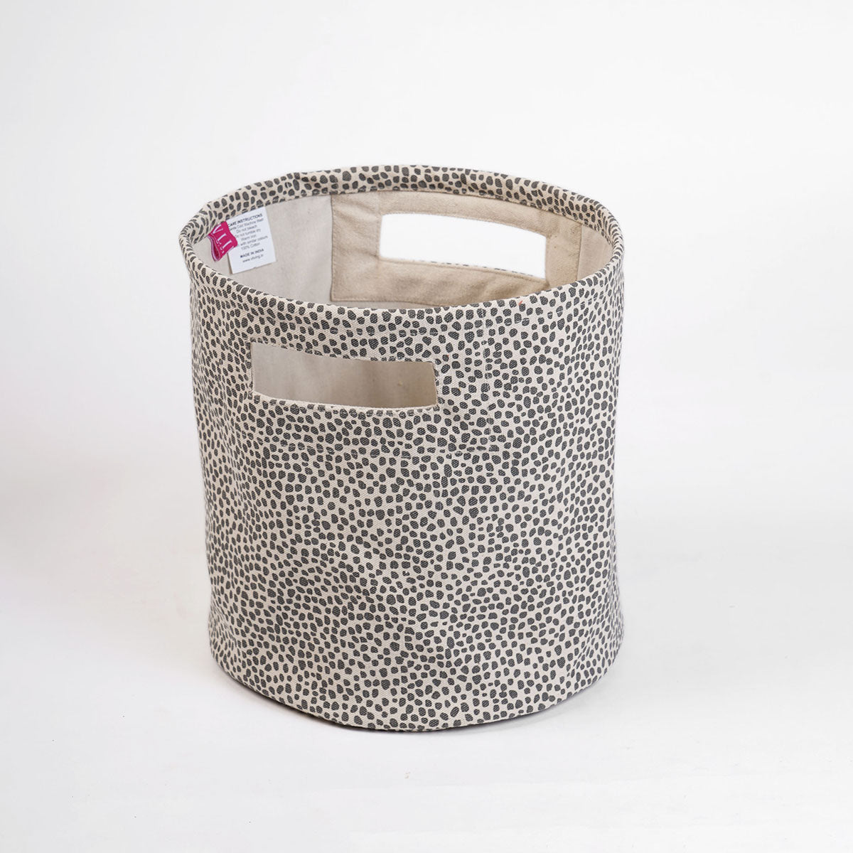 MODERN RETRO - Canvas basket, grey dot print, storage basket, fabric bin, sizes available