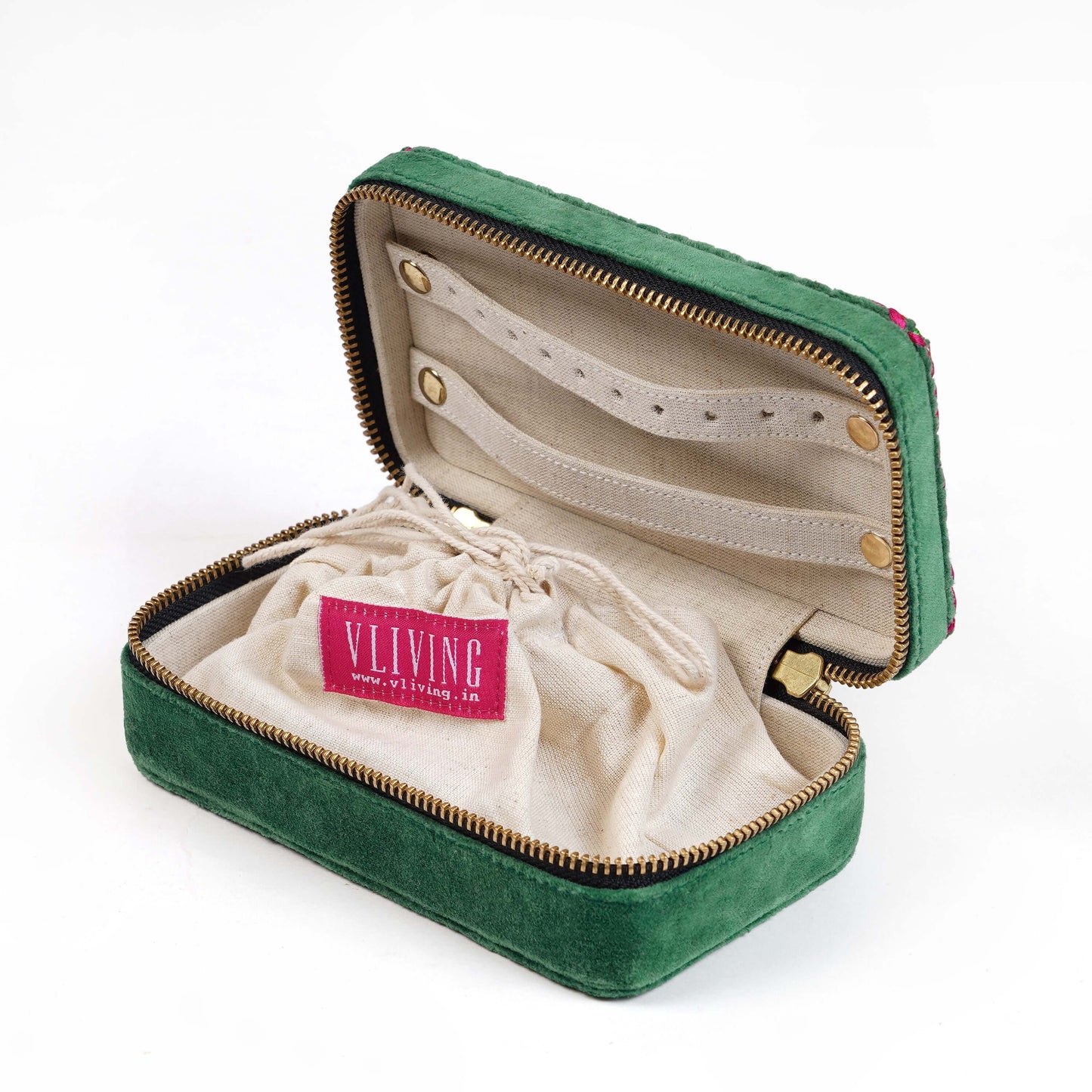 Tropical Green Rectangular Embroidered Jewellery box
