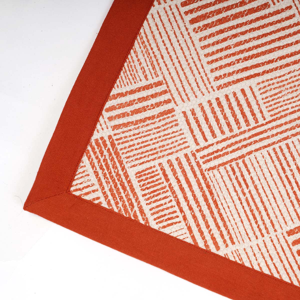 MODERN RETRO - Terracotta cotton rug, stripe print, mid century modern, sizes available