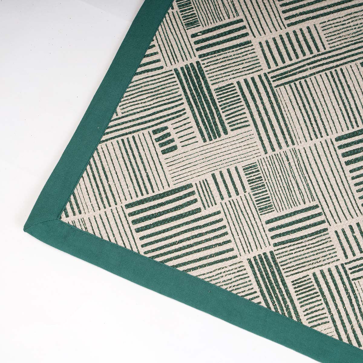 MODERN RETRO - Aqua Green cotton rug, stripe print, mid century modern, sizes available