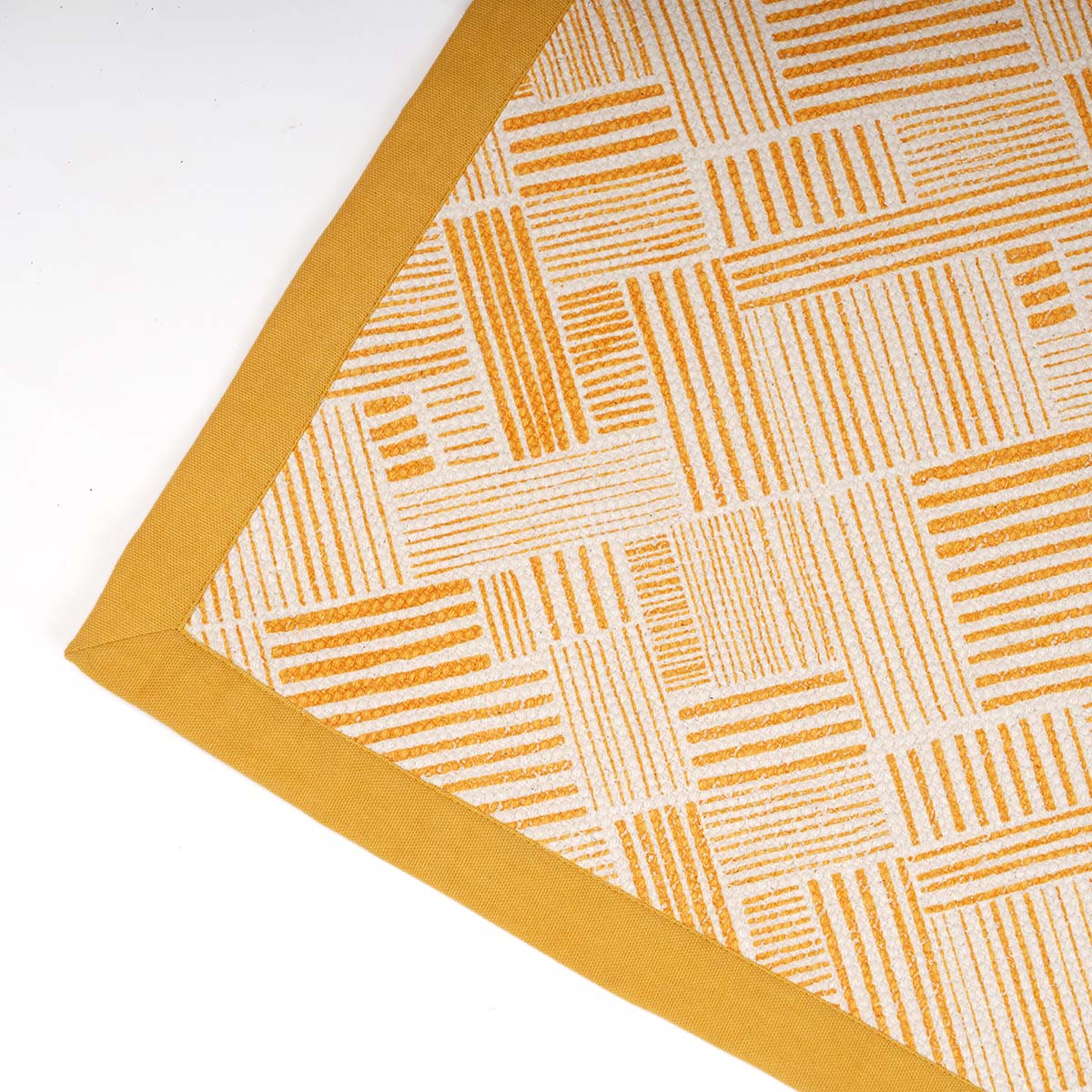 MODERN RETRO - Mustard yellow cotton rug, stripe print, mid century modern, sizes available