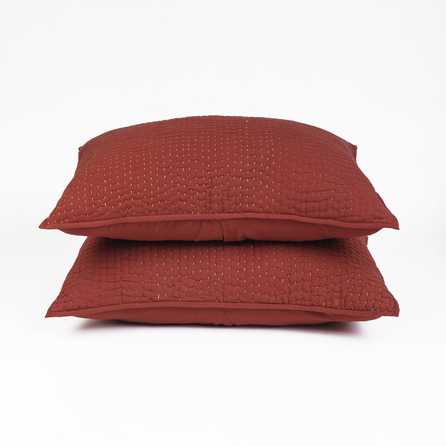 Terracotta Kantha quilted bed sets - hand quilted 4 layer muslin gauze, sizes available