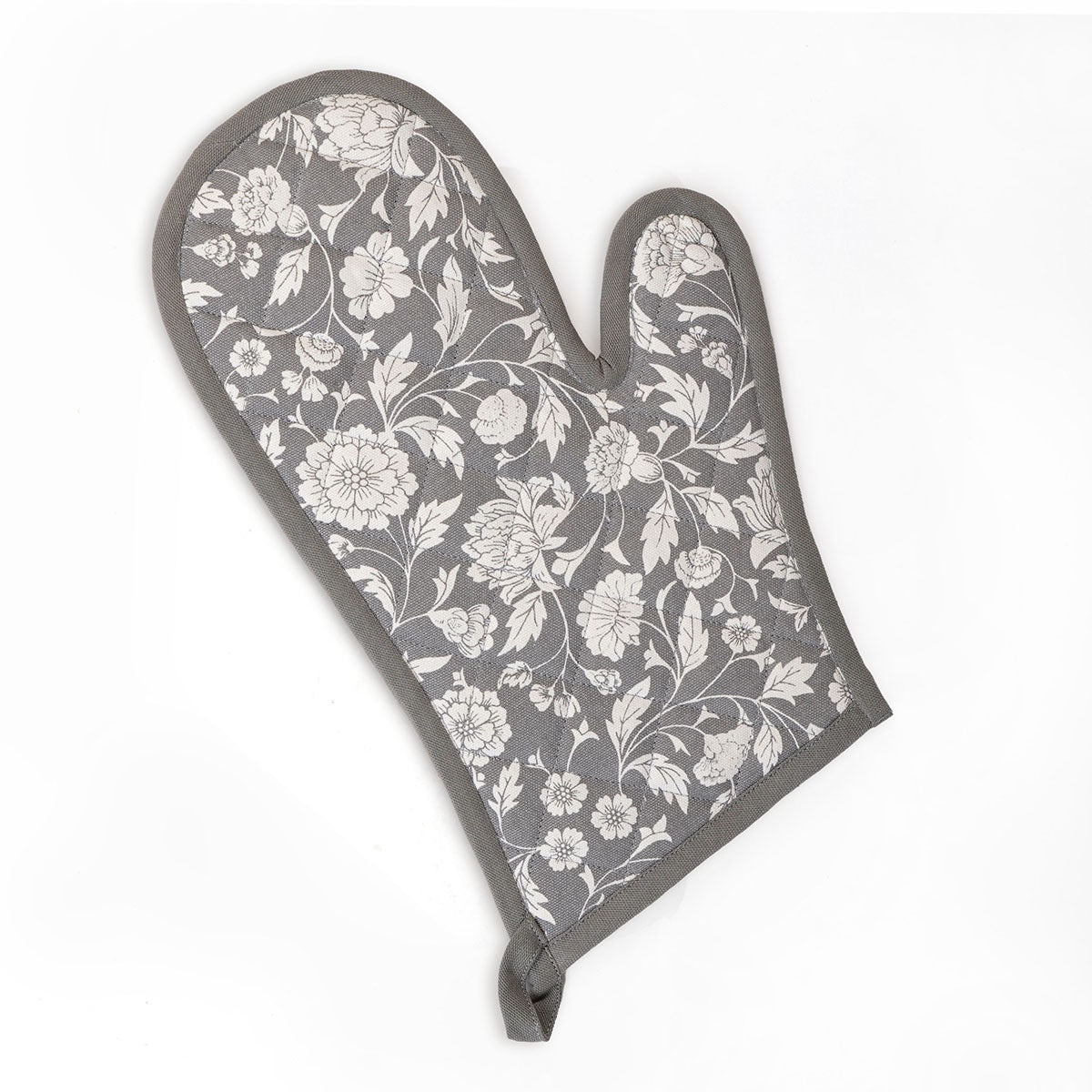 Kalamkari Grey quilted oven mitt, quilted potholder, kitchen accessory, pure cotton