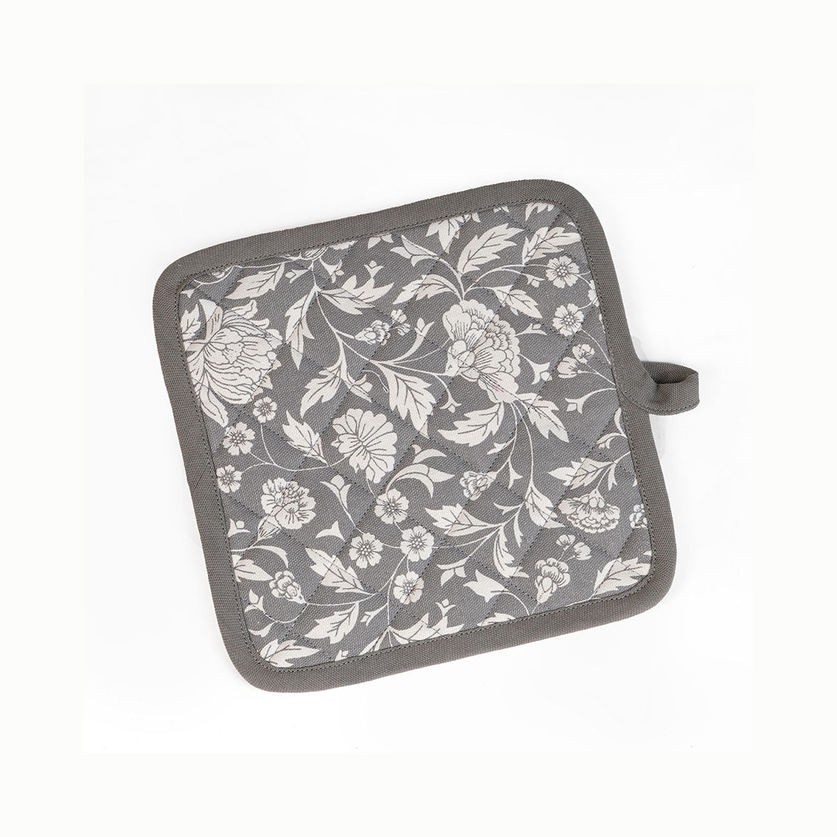 Kalamkari Grey quilted oven mitt, quilted potholder, kitchen accessory, pure cotton