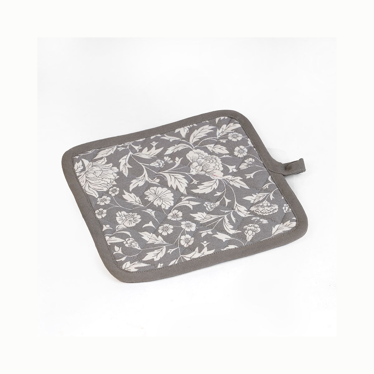 Kalamkari Grey quilted oven mitt, quilted potholder, kitchen accessory, pure cotton