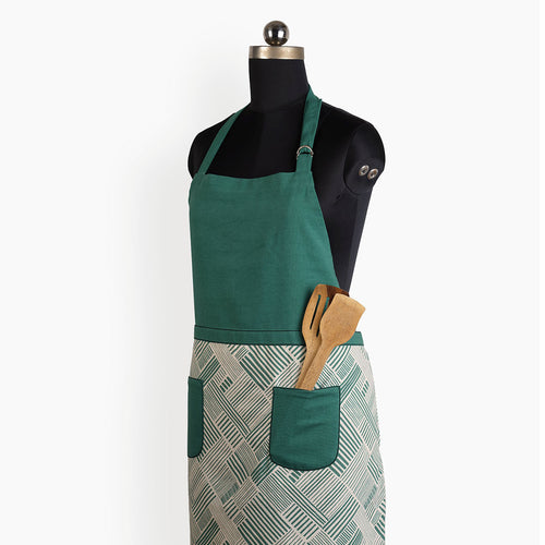MODERN RETRO - Aqua Green print cotton apron, size 27