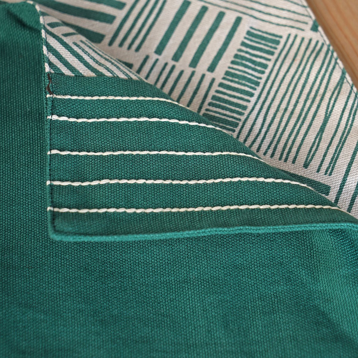 MODERN RETRO - Aqua Green cotton Table runner, stripe print with border and embroidery, sizes available
