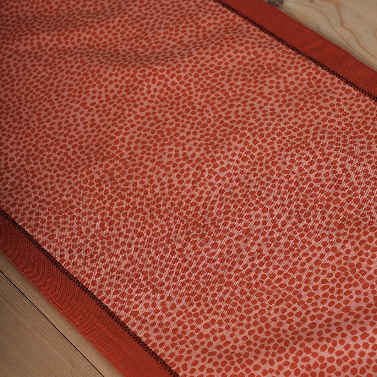 MODERN RETRO - Terracotta cotton Table runner, dot print with border and embroidery, sizes available