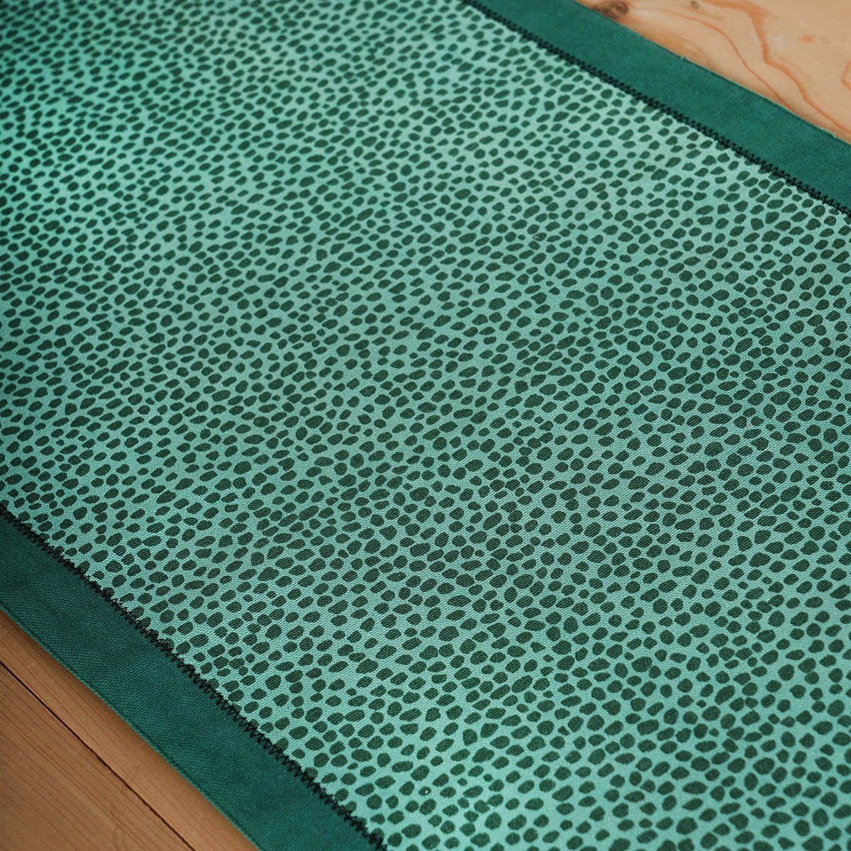MODERN RETRO - Aqua Green cotton Table runner, dot print with border and embroidery, sizes available