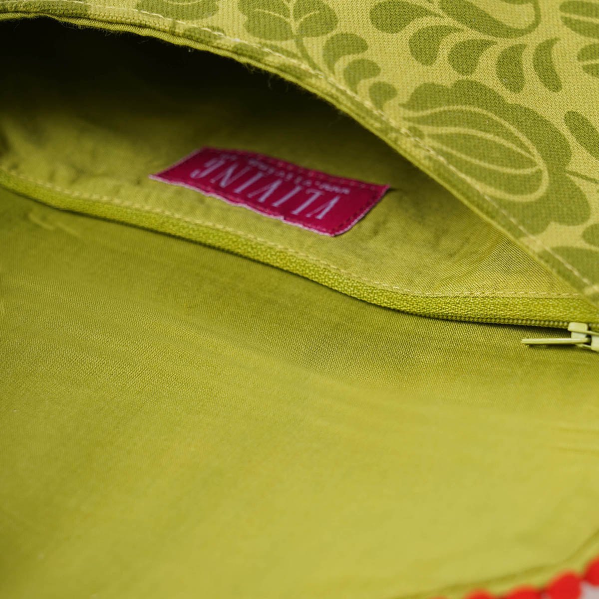 Matyo - Green colour Printed and Embroidered Envelope clutch, foldover purse,6X9 inches