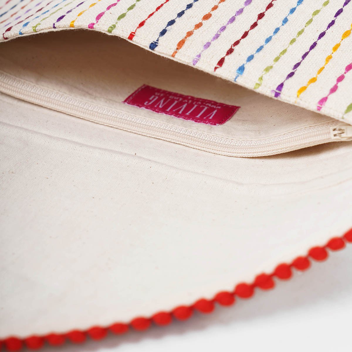 Matyo - Off white colour Embroidered Envelope clutch, foldover purse,6X9 inches