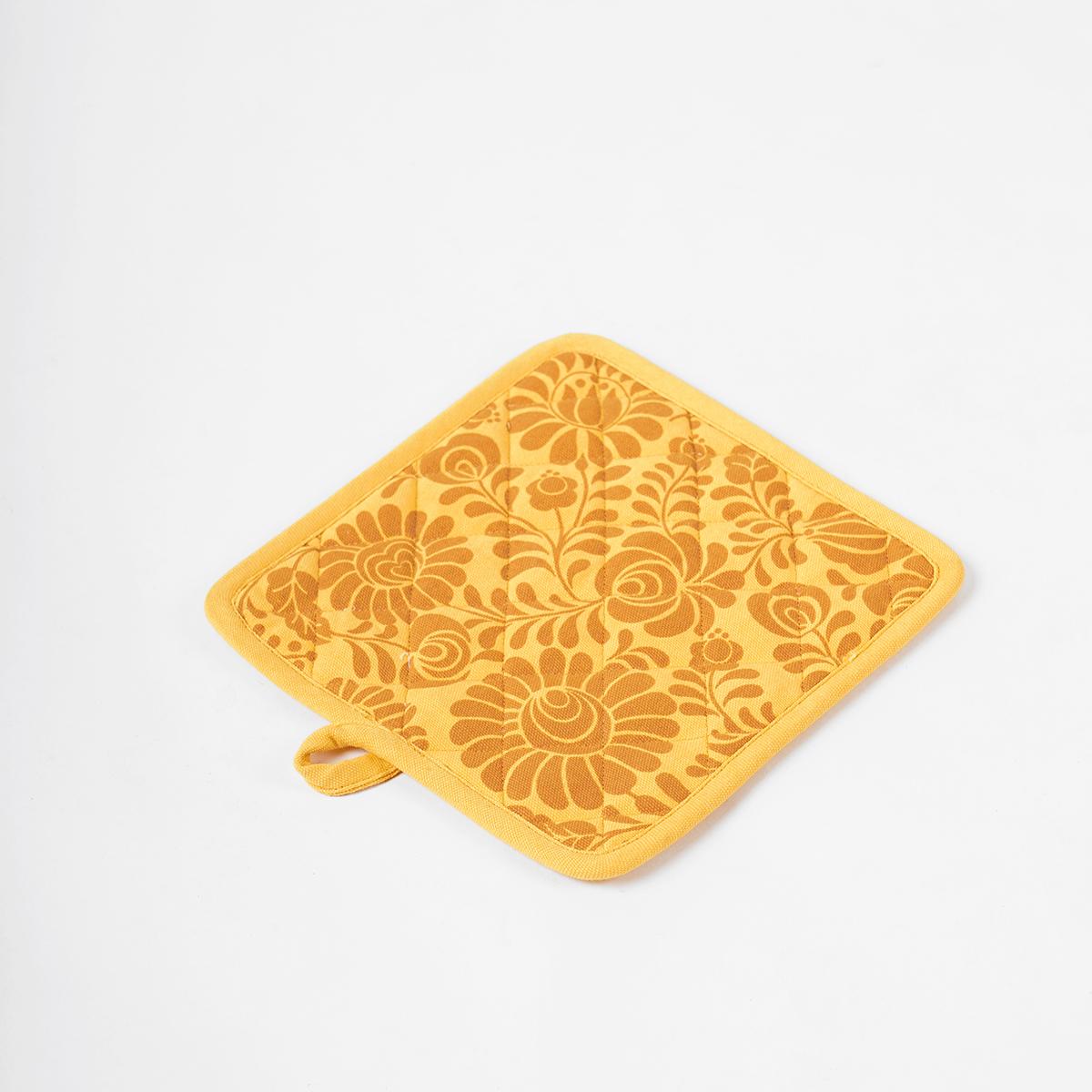 MATYO Yellow floral print Pot holder and Glove, kitchen accessory, 100% cotton, view options