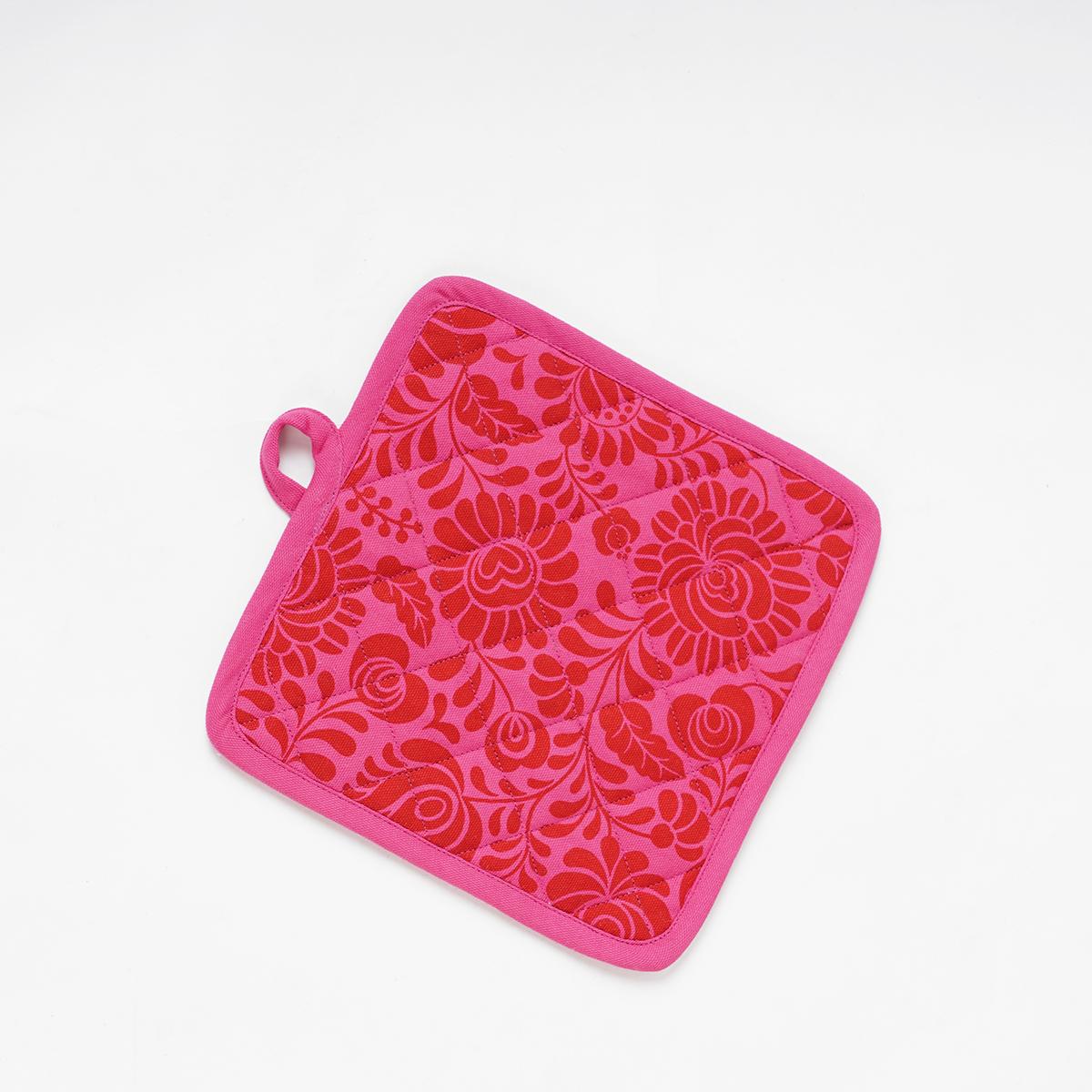MATYO hot pink floral print Pot holder and Glove, kitchen accessory, 100% cotton, view options