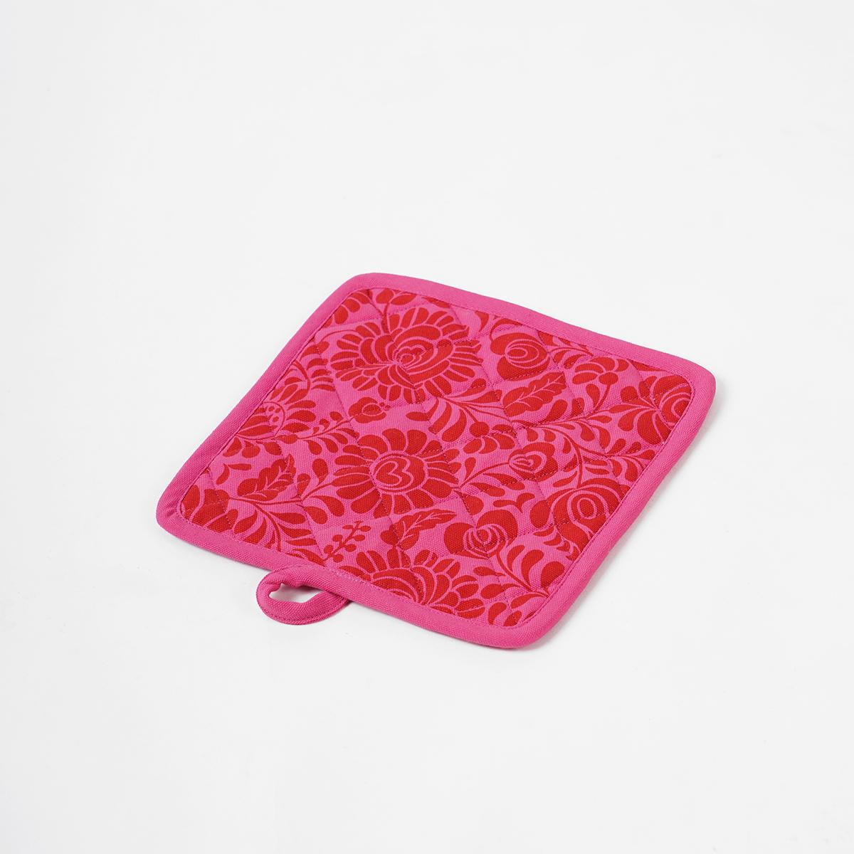 MATYO hot pink floral print Pot holder and Glove, kitchen accessory, 100% cotton, view options