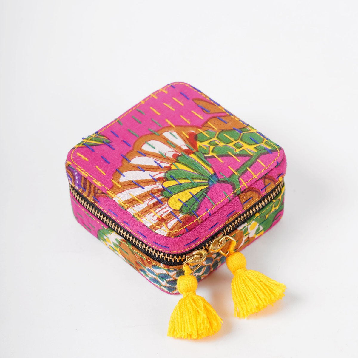 Kantha Hot Pink Square Jewellery Box