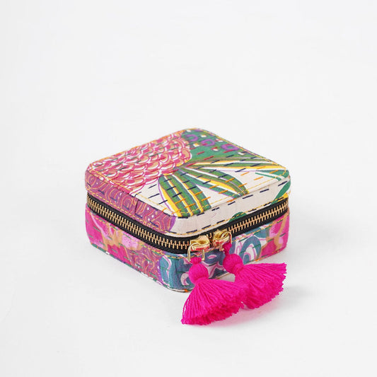 Kantha printed White Square Jewellery Box