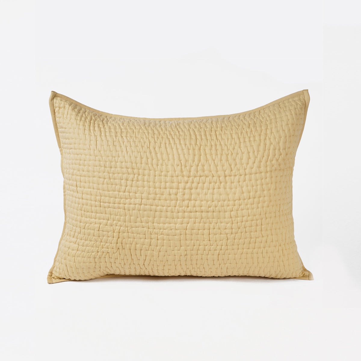 Beige 300TC cotton satin quilted pillow covers, Kantha stripe quilting pattern, Sizes available