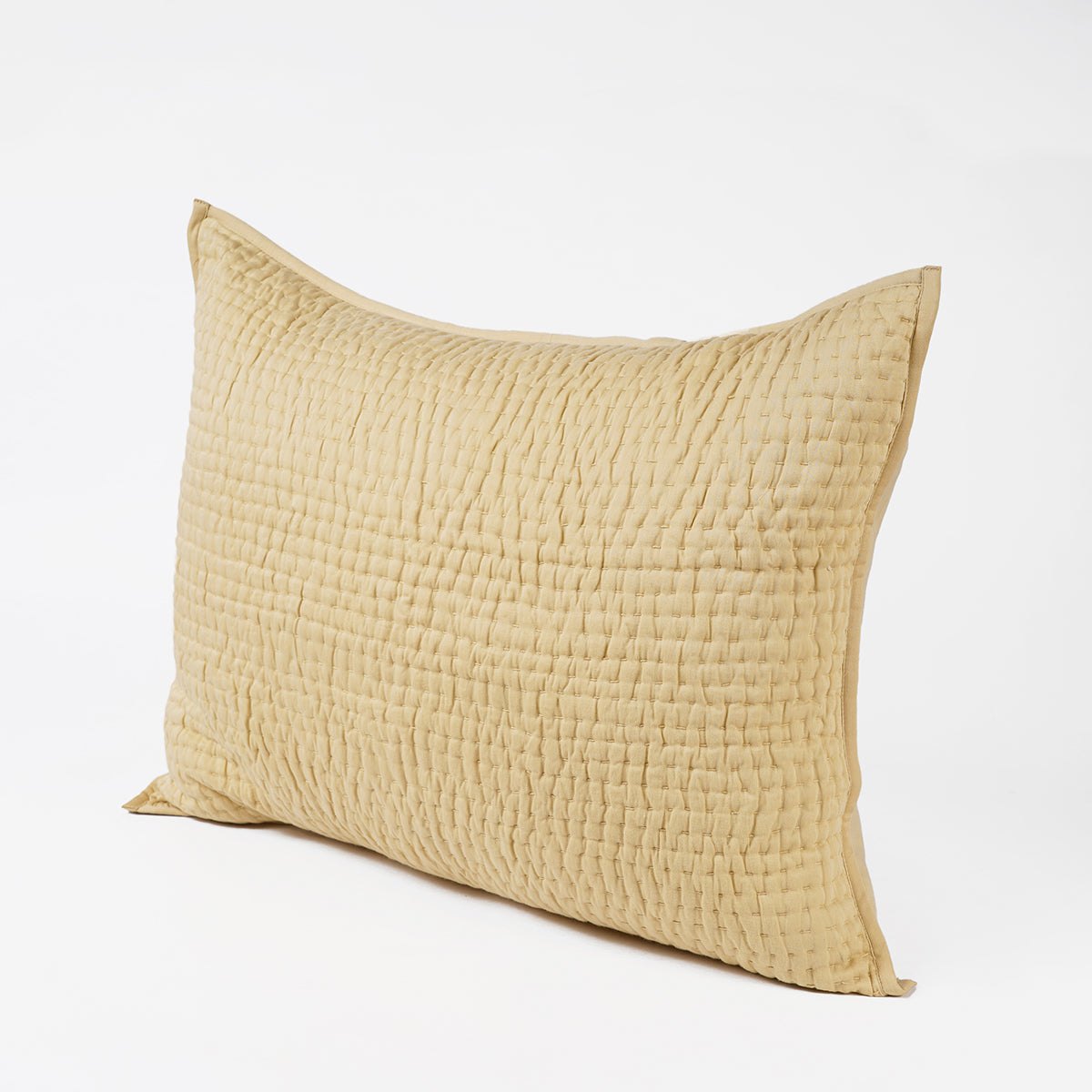Beige 300TC cotton satin quilted pillow covers, Kantha stripe quilting pattern, Sizes available