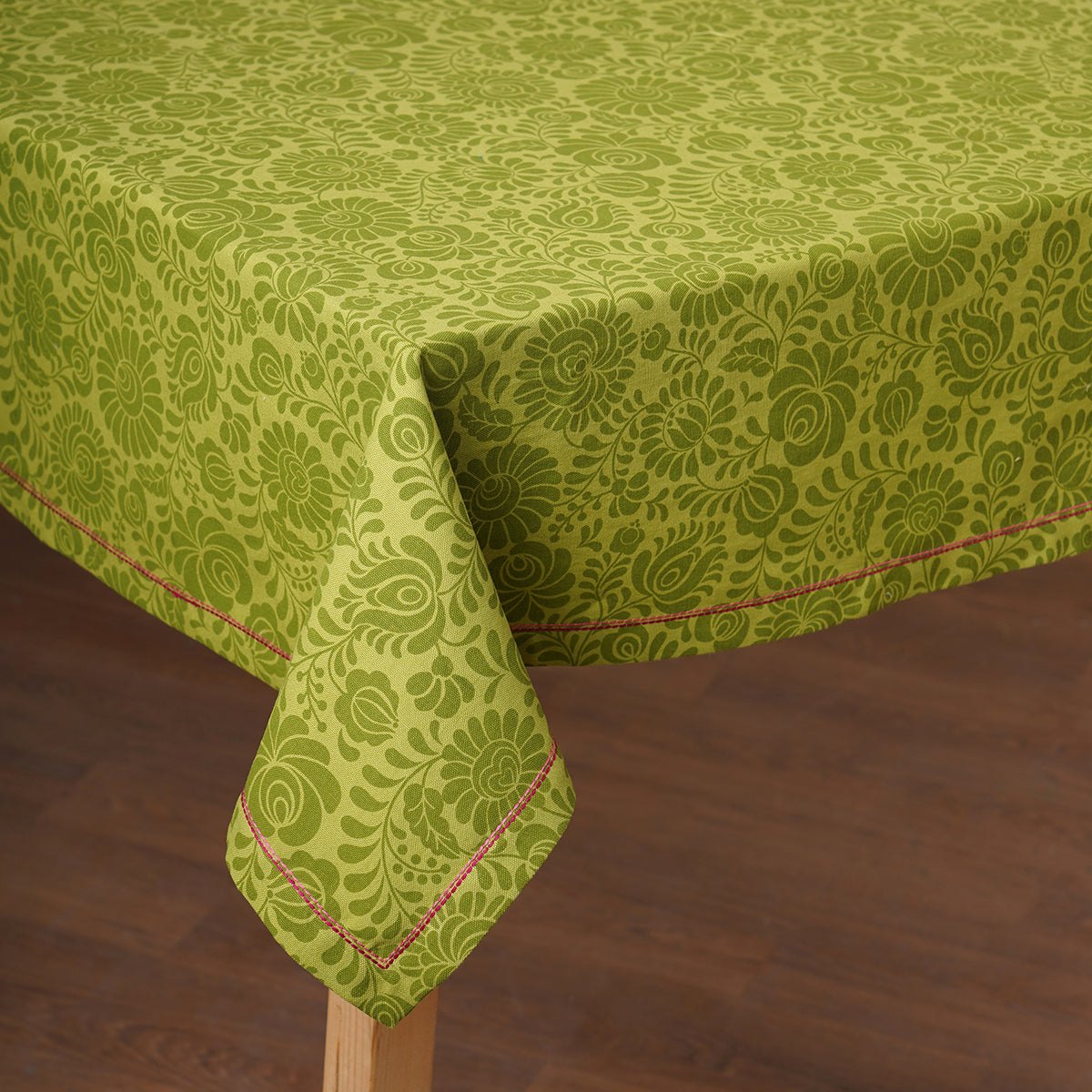 MATYO - Green colour Table cloth, floral print cotton fabric, size available