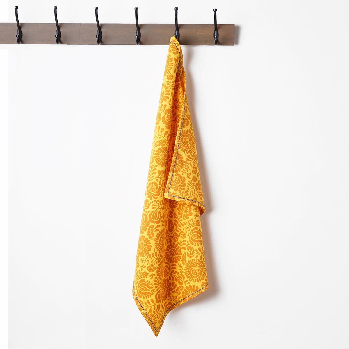 Matyo Yellow Printed Kitchen Towel, 100% cotton, size 20"X28"