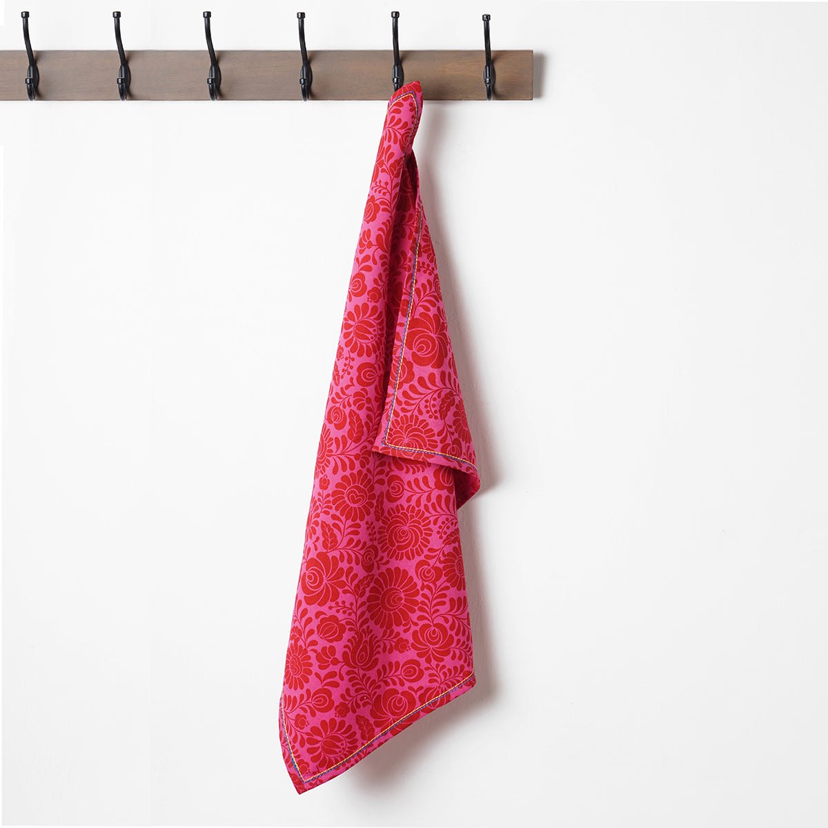 Matyo Hot Pink Printed Kitchen Towel, 100% cotton, size 20"X28"