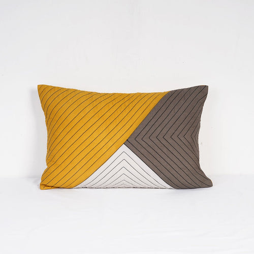 MODERN RETRO - Mustard yellow patchwork and quilted pillow cover, colour block cushion cover, sizes available