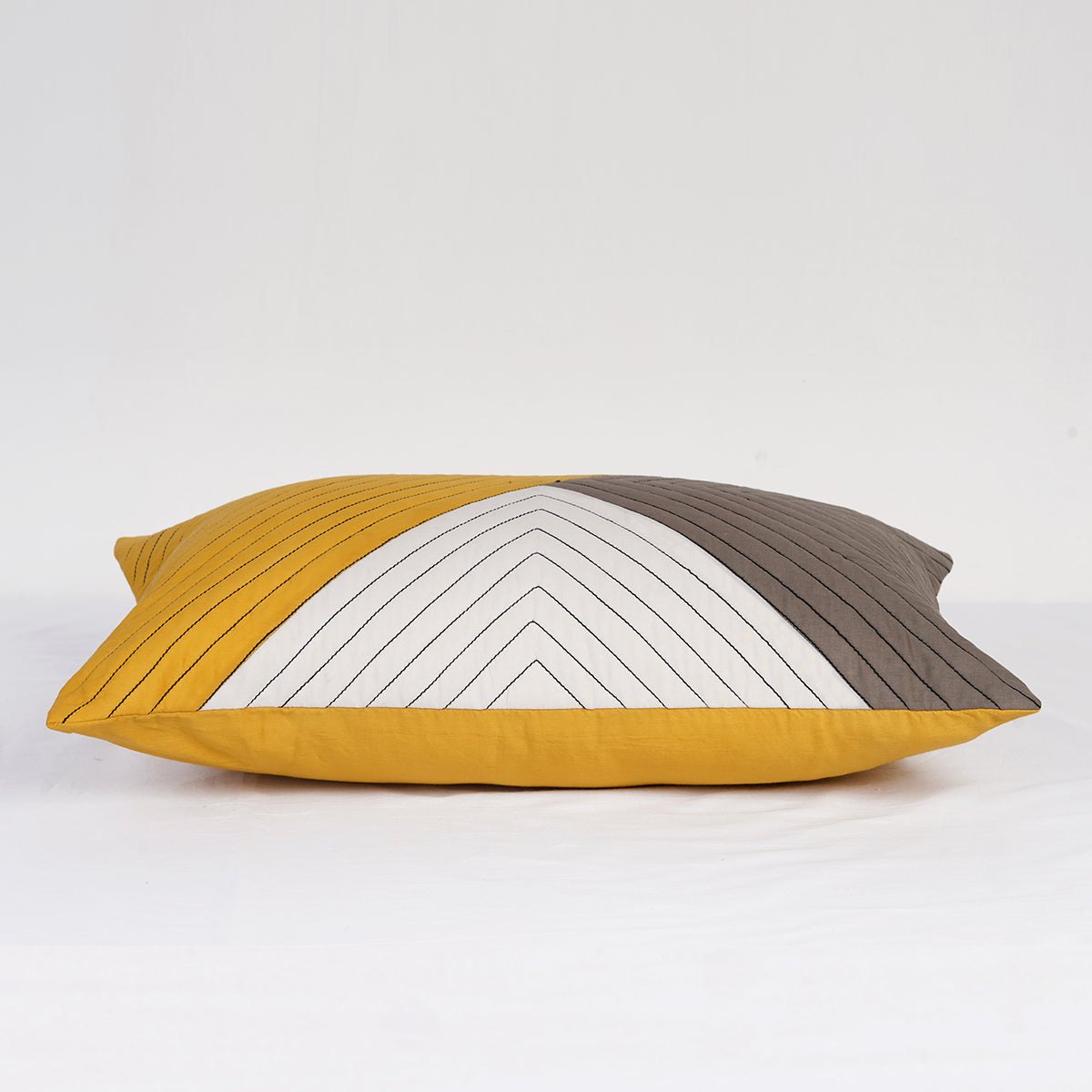 MODERN RETRO - Mustard yellow patchwork and quilted pillow cover, colour block cushion cover, sizes available