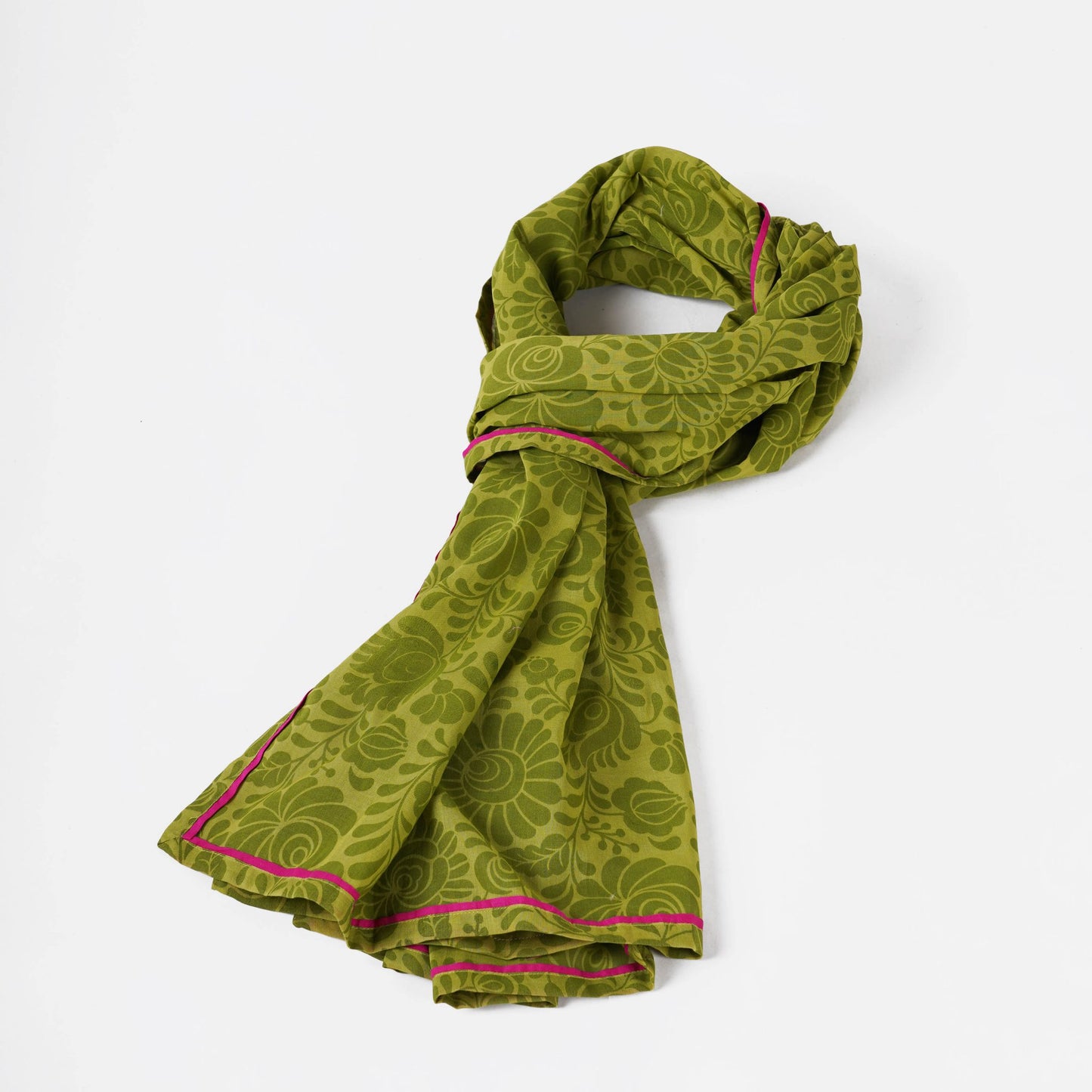 Matyo - Green printed cotton mulmul Summer Scarf