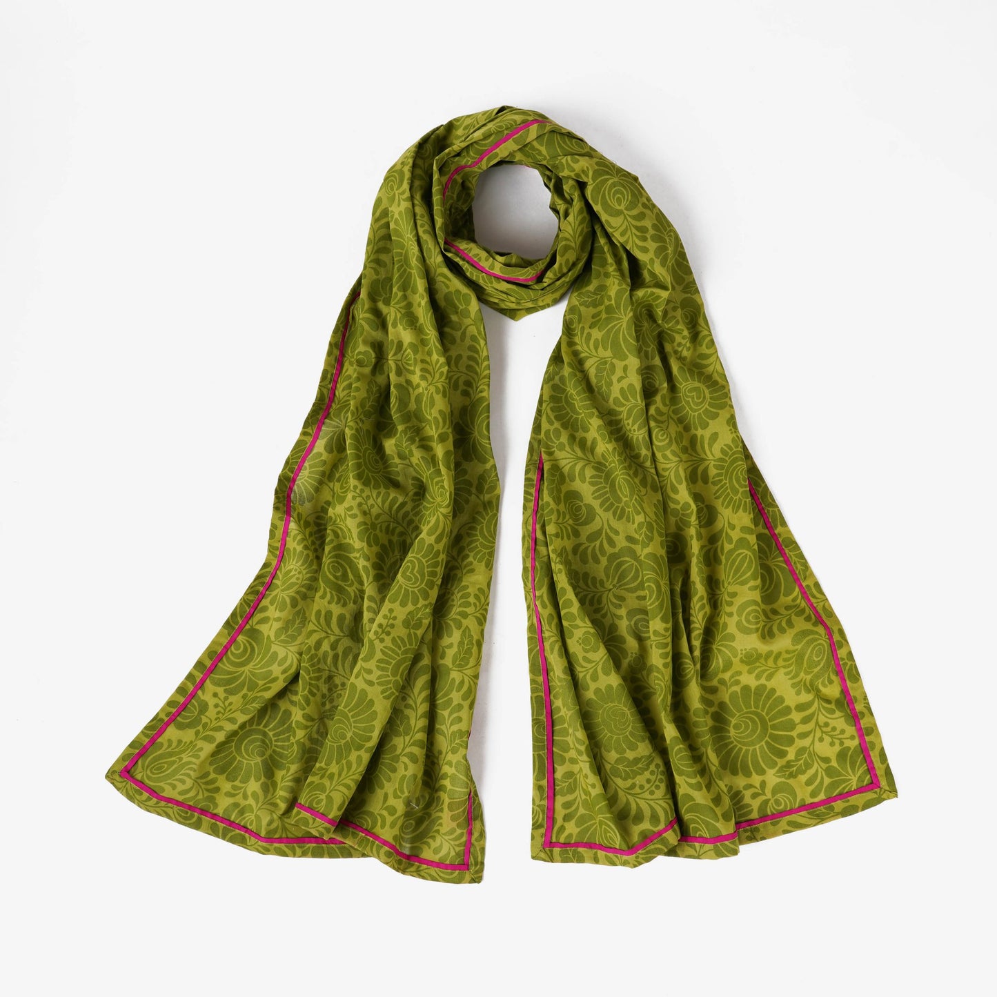 Matyo - Green printed cotton mulmul Summer Scarf