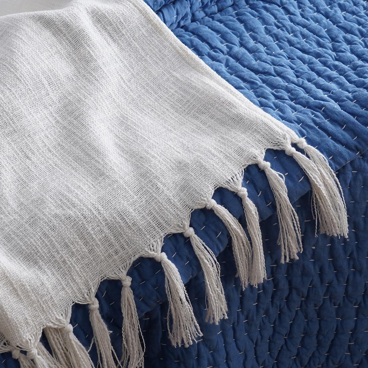 White Slub Cotton Throw blanket, 100% cotton, 50X60 inches with fringes