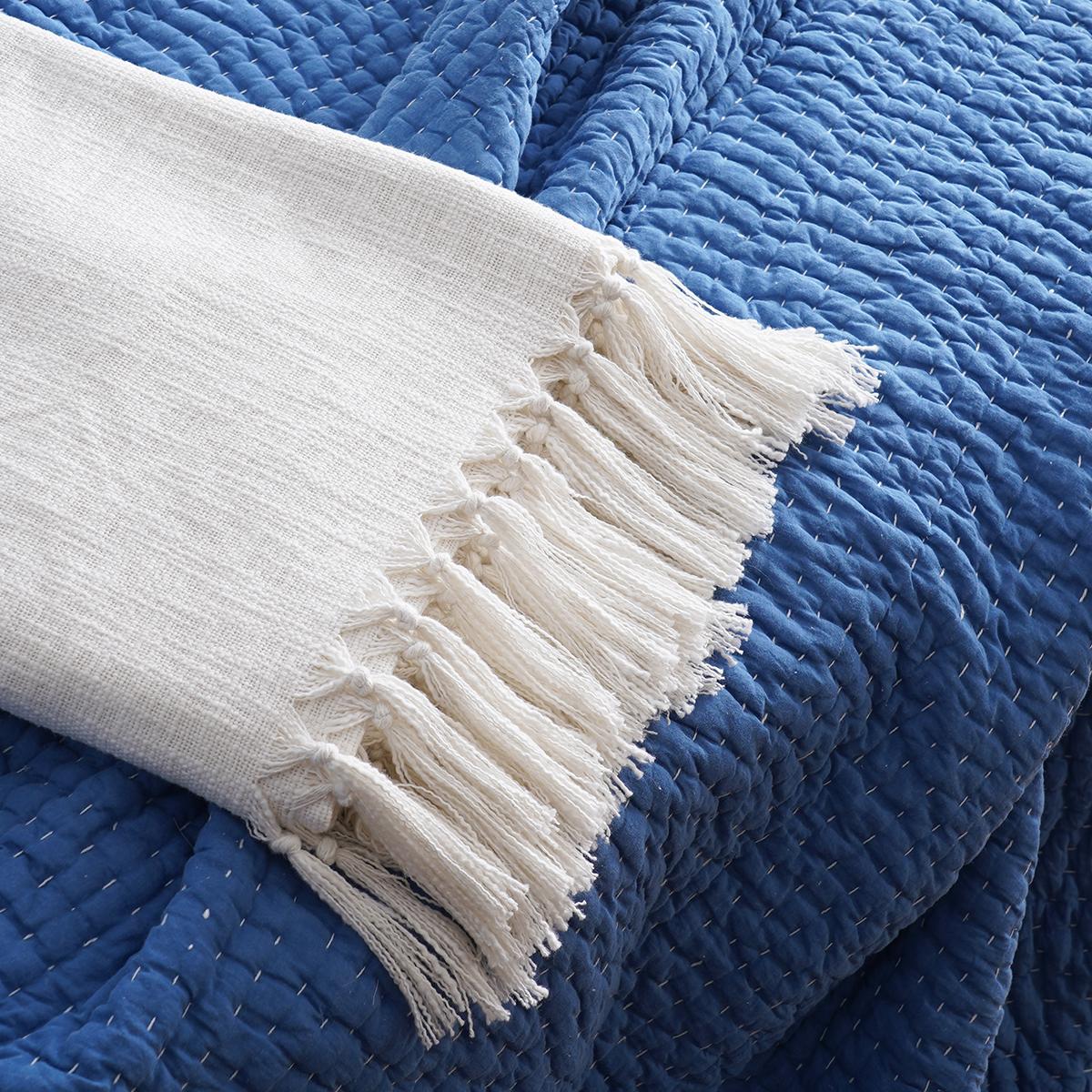 White Slub Cotton Throw blanket, 100% cotton, 50X60 inches with fringes