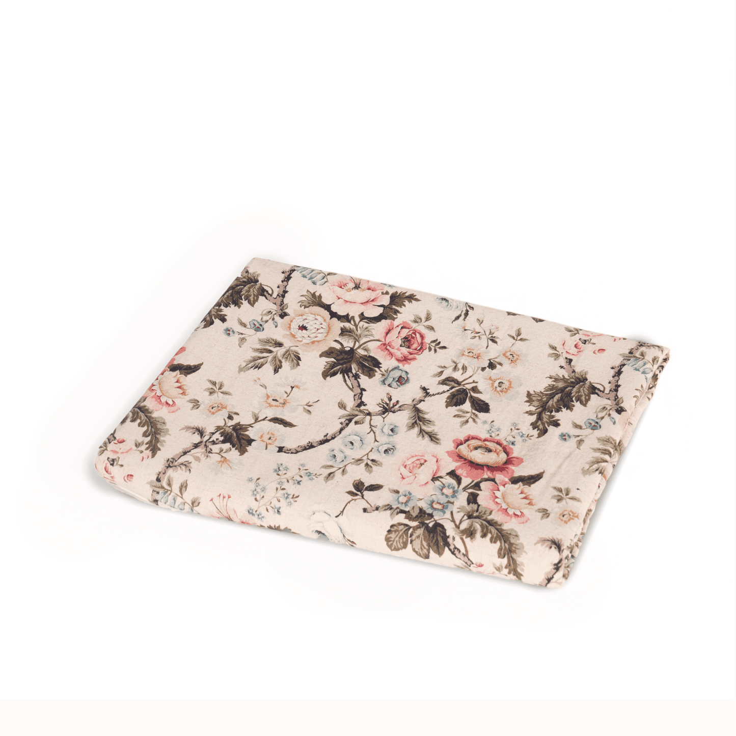 AMOUR - Beige Printed Linen Fabric, vintage rose pattern, by the metre